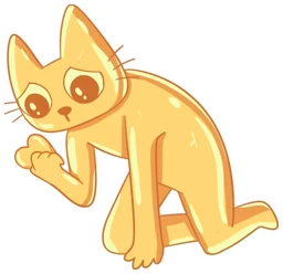 Cets crawling on all fours with one paw raised, worn out
