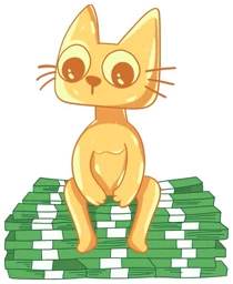 Cets perched on a stack of banknotes